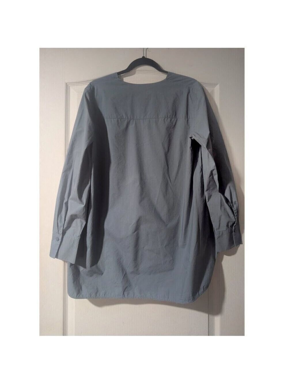 COS | Long Rounded Hem Blouse In Blue - Picture 5 of 12